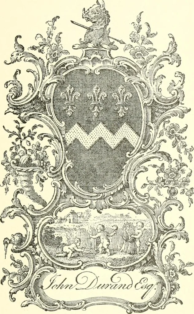 An illustration from American book-plates, a guide to their study with examples ... With a bibliography by Eben Hewins ... Illustrated with many reproductions of rare and interesting book-plates and in the finer editions with many prints from the original coppers both old and recent, 1905, leaf 76
