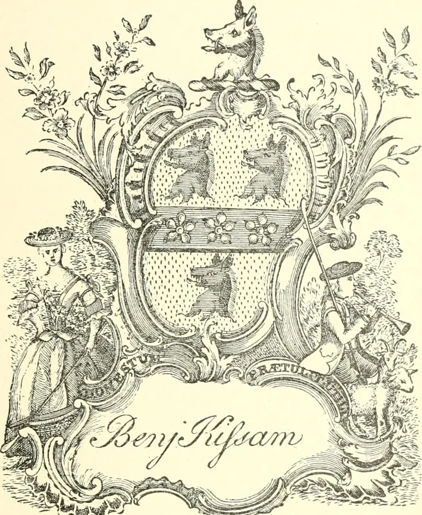 An illustration from American book-plates, a guide to their study with examples ... With a bibliography by Eben Hewins ... Illustrated with many reproductions of rare and interesting book-plates and in the finer editions with many prints from the original coppers both old and recent, 1905, leaf 80