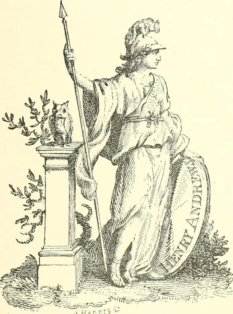 An illustration from American book-plates, a guide to their study with examples ... With a bibliography by Eben Hewins ... Illustrated with many reproductions of rare and interesting book-plates and in the finer editions with many prints from the original coppers both old and recent, 1905, leaf 94