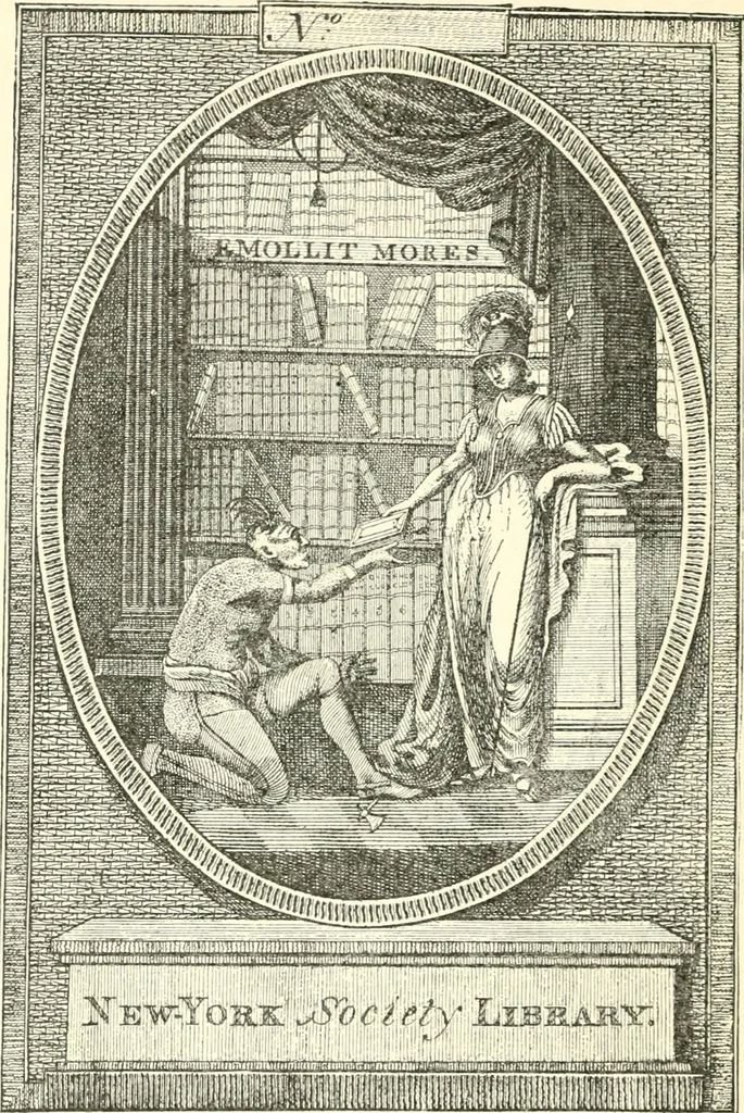 An illustration from American book-plates, a guide to their study with examples ... With a bibliography by Eben Hewins ... Illustrated with many reproductions of rare and interesting book-plates and in the finer editions with many prints from the original coppers both old and recent, 1905, leaf 95