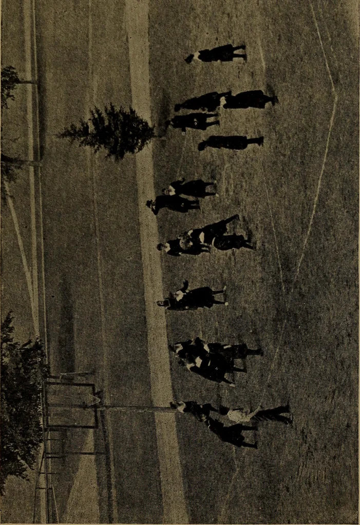 An illustration from Play, comprising games for the kindergarten, playground, schoolroom and college; how to coach and play girls' basket-ball, etc, 1912, leaf 162