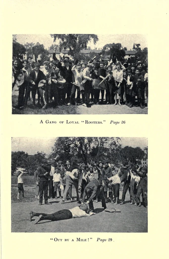 An illustration from Play : comprising games for the kindergarten, playground, schoolroom and college : how to coach and play girl's basket-ball, etc., 1910, leaf 69