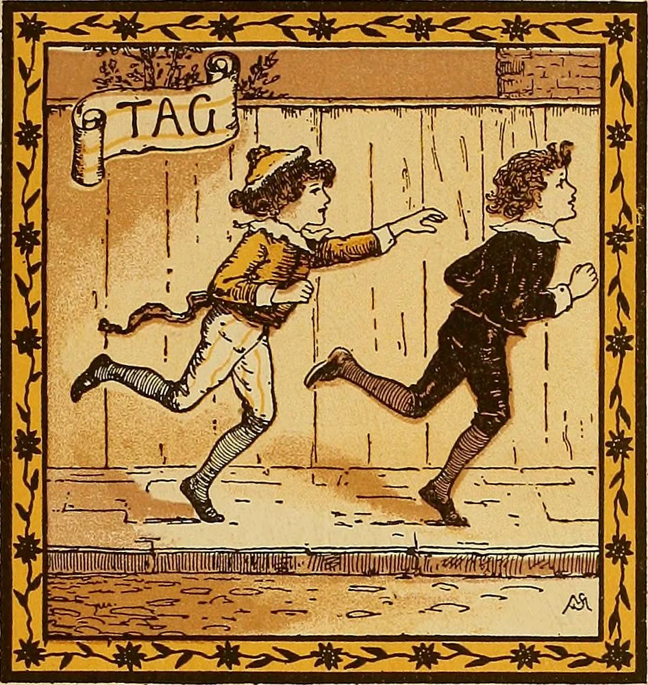 An illustration from Plays and games for little folks, 1890, leaf 12
