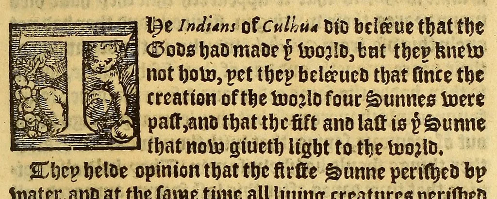 An illustration from The pleasant historie of the conquest of the VVeast India, now called New Spayne, atchieued by the vvorthy prince Hernando Cortes ..., 1578, leaf 393