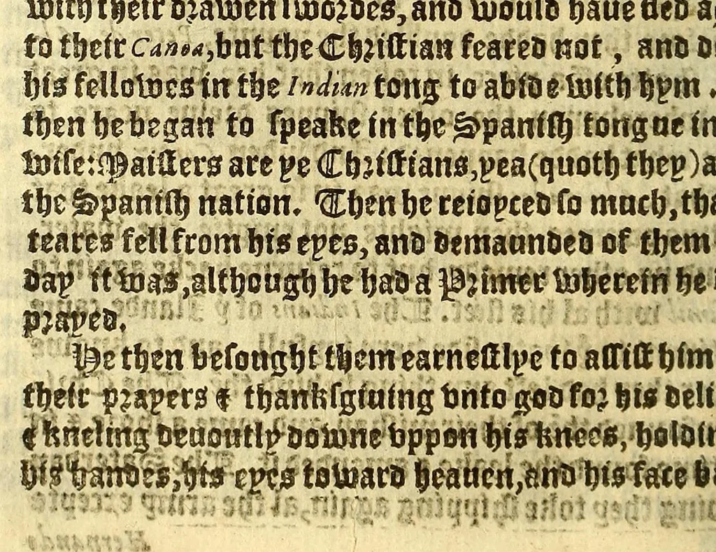 An illustration from The pleasant historie of the conquest of the VVeast India, now called New Spayne, atchieued by the vvorthy prince Hernando Cortes ..., 1578, leaf 48