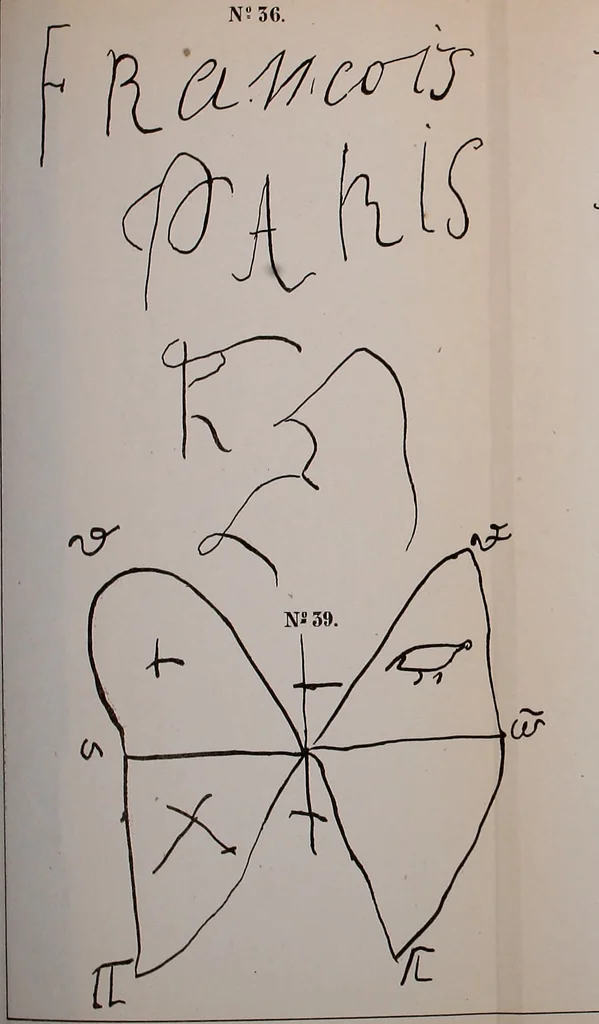 An illustration from Pneumatologie positive et expérimentale. La réalité des esprits et le phénomène merveilleux de leur écriture directe,, 1857, leaf 286