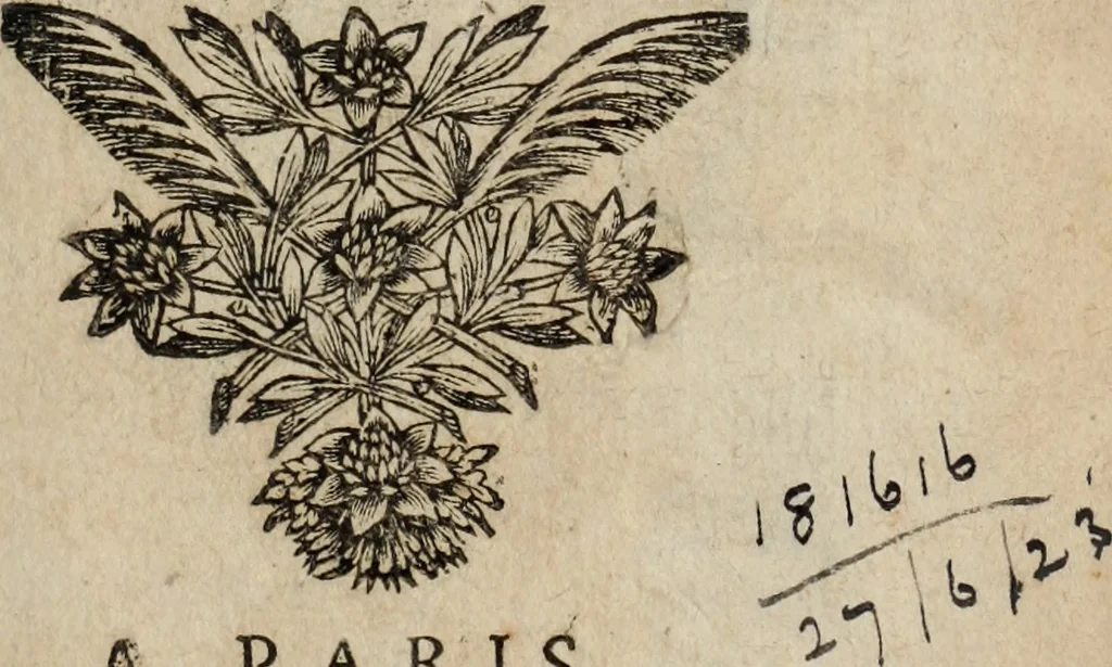 An illustration from Poesies, en Latin et en François, 1653, leaf 6