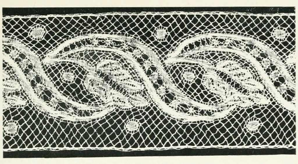 An illustration from Point and pillow lace : a short account of various kinds ancient and modern, and how to recognize them, 1899, leaf 112