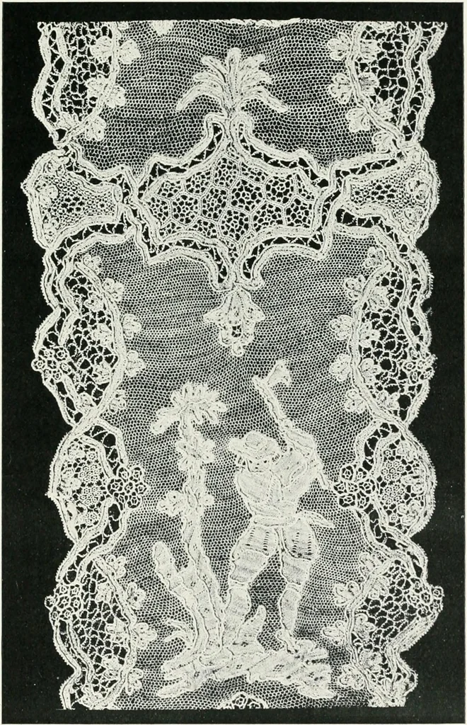 An illustration from Point and pillow lace : a short account of various kinds ancient and modern, and how to recognize them, 1899, leaf 114