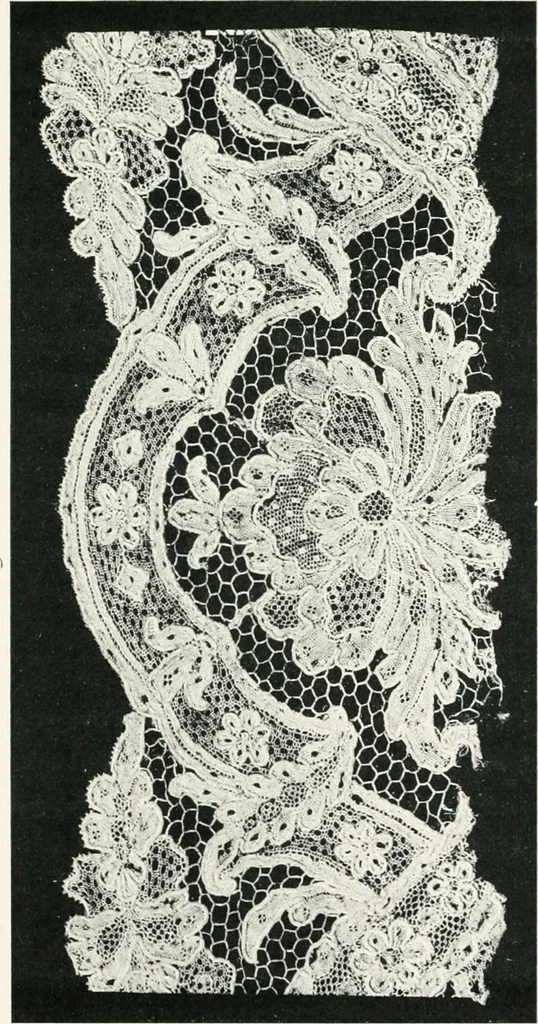 An illustration from Point and pillow lace : a short account of various kinds ancient and modern, and how to recognize them, 1899, leaf 124