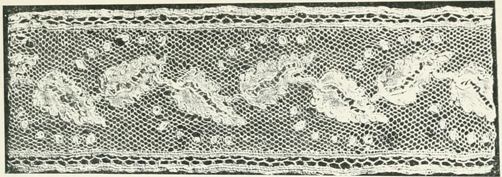 An illustration from Point and pillow lace : a short account of various kinds ancient and modern, and how to recognize them, 1899, leaf 142