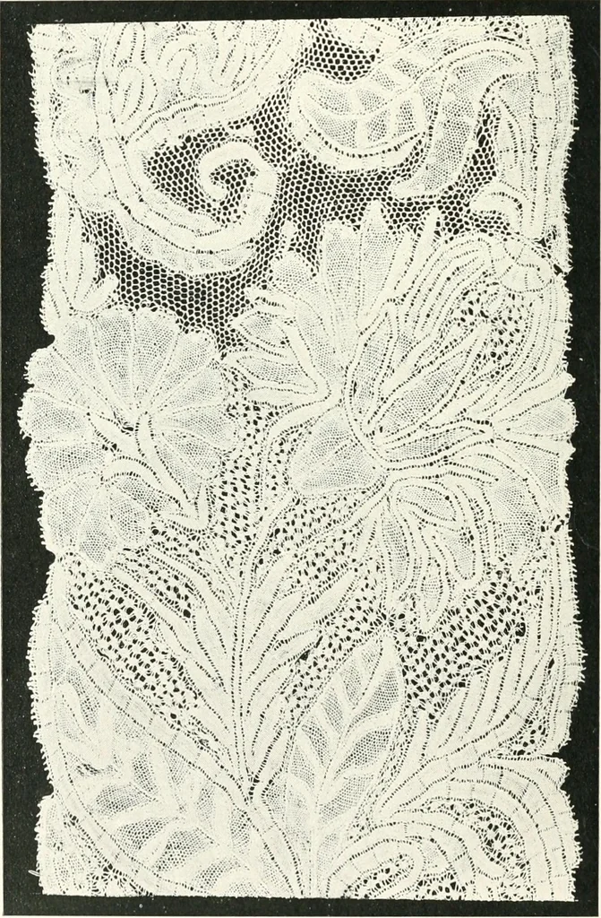 An illustration from Point and pillow lace : a short account of various kinds ancient and modern, and how to recognize them, 1899, leaf 151