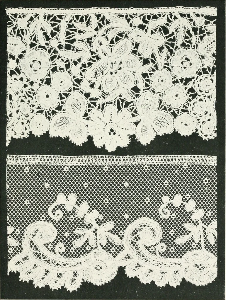 An illustration from Point and pillow lace : a short account of various kinds ancient and modern, and how to recognize them, 1899, leaf 158