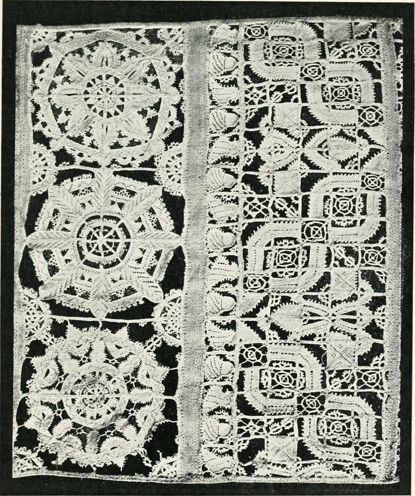 An illustration from Point and pillow lace : a short account of various kinds ancient and modern, and how to recognize them, 1899, leaf 184