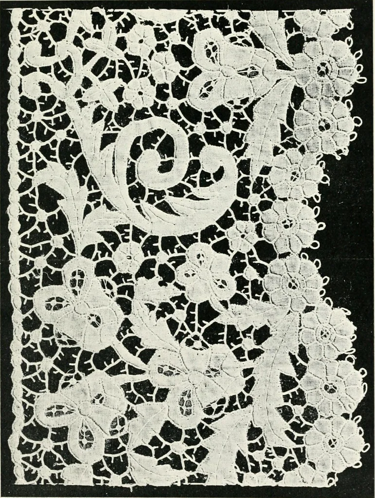 An illustration from Point and pillow lace : a short account of various kinds ancient and modern, and how to recognize them, 1899, leaf 206