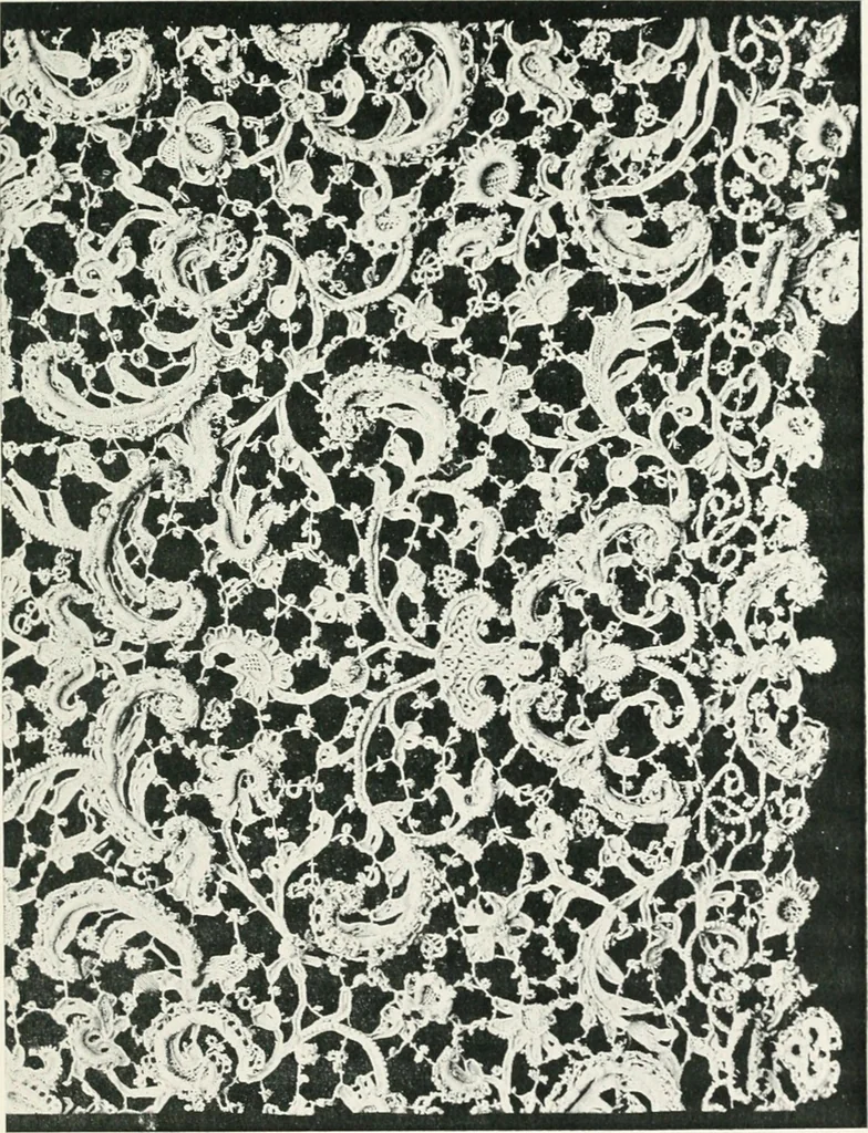 An illustration from Point and pillow lace : a short account of various kinds ancient and modern, and how to recognize them, 1899, leaf 64