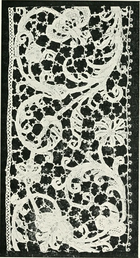 An illustration from Point and pillow lace : a short account of various kinds ancient and modern, and how to recognize them, 1899, leaf 68