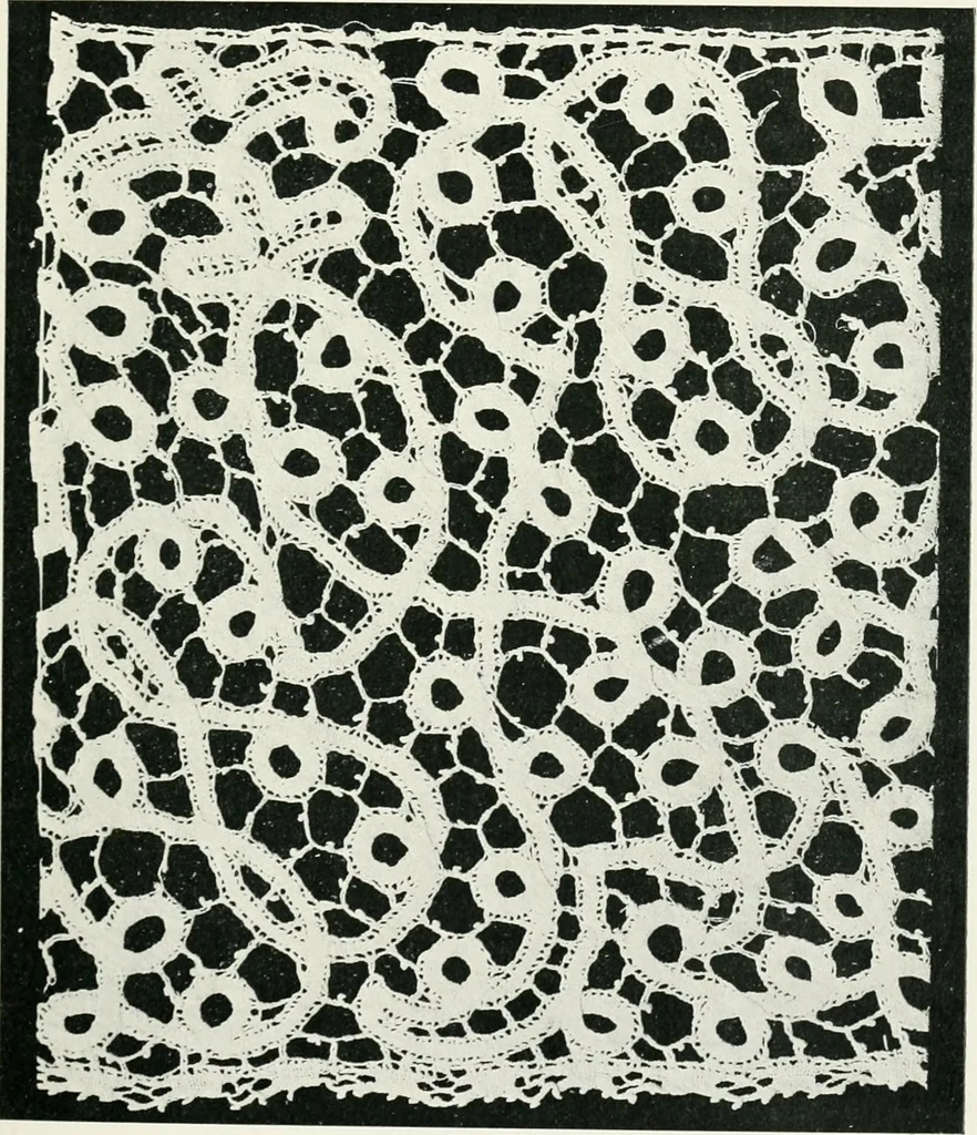 An illustration from Point and pillow lace : a short account of various kinds ancient and modern, and how to recognize them, 1899, leaf 100