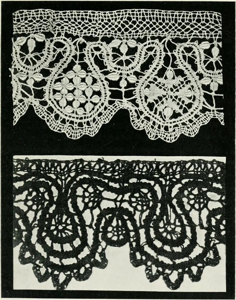 An illustration from Point and pillow lace : a short account of various kinds ancient and modern, and how to recognize them, 1899, leaf 110