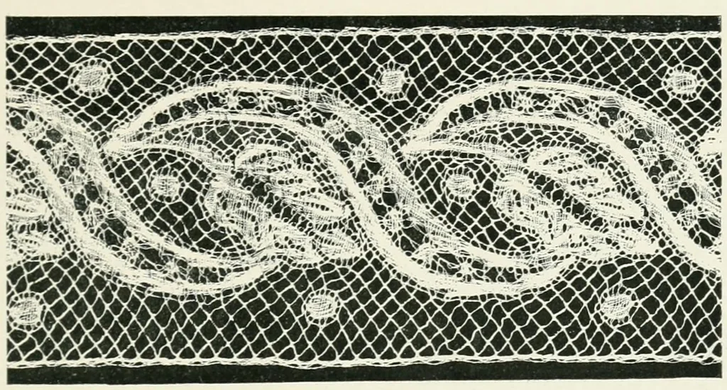 An illustration from Point and pillow lace : a short account of various kinds ancient and modern, and how to recognize them, 1899, leaf 112