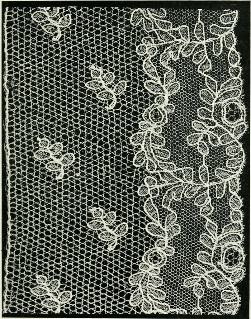 An illustration from Point and pillow lace : a short account of various kinds ancient and modern, and how to recognize them, 1899, leaf 136