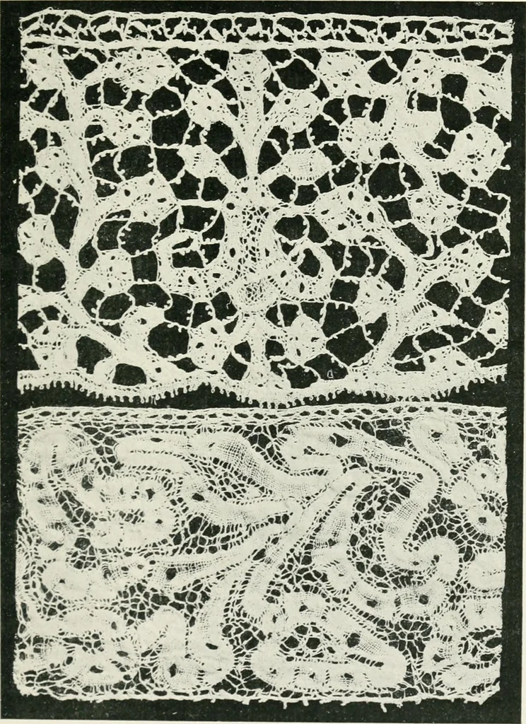 An illustration from Point and pillow lace : a short account of various kinds ancient and modern, and how to recognize them, 1899, leaf 144