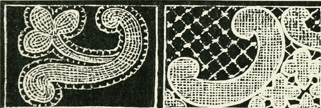 An illustration from Point and pillow lace : a short account of various kinds ancient and modern, and how to recognize them, 1899, leaf 148