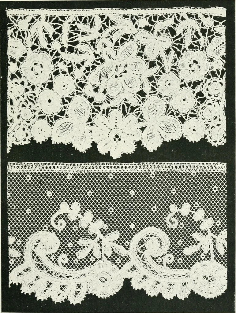 An illustration from Point and pillow lace : a short account of various kinds ancient and modern, and how to recognize them, 1899, leaf 158