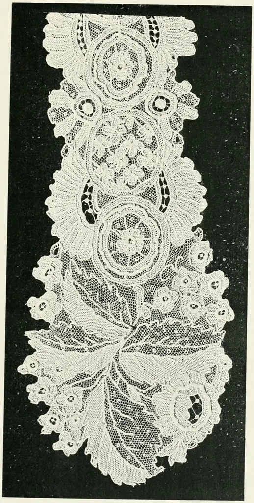 An illustration from Point and pillow lace : a short account of various kinds ancient and modern, and how to recognize them, 1899, leaf 166