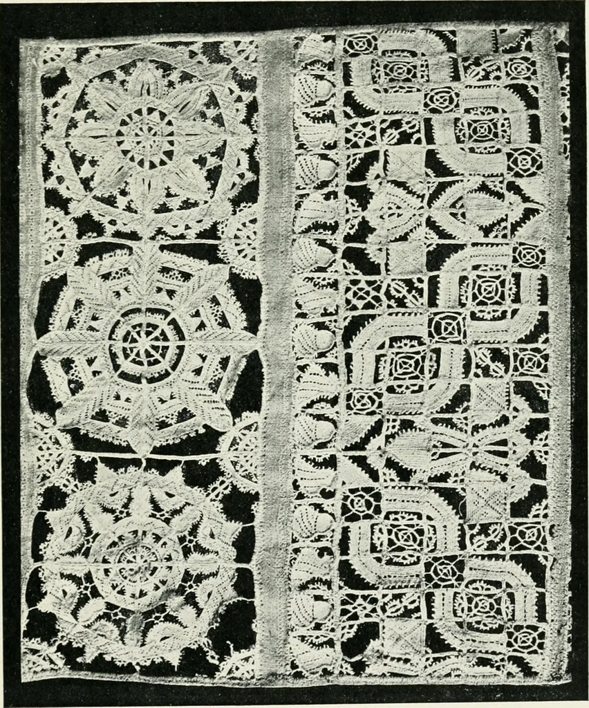 An illustration from Point and pillow lace : a short account of various kinds ancient and modern, and how to recognize them, 1899, leaf 184