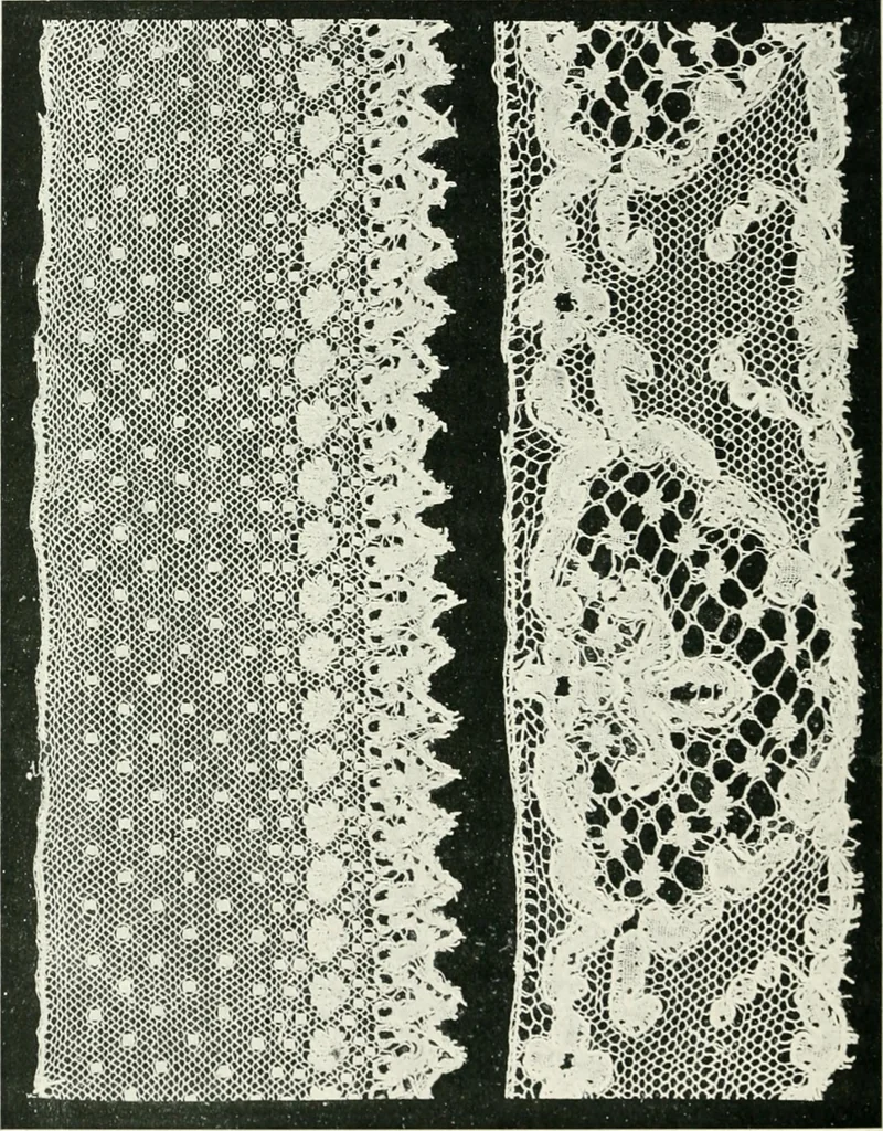 An illustration from Point and pillow lace : a short account of various kinds ancient and modern, and how to recognize them, 1899, leaf 195