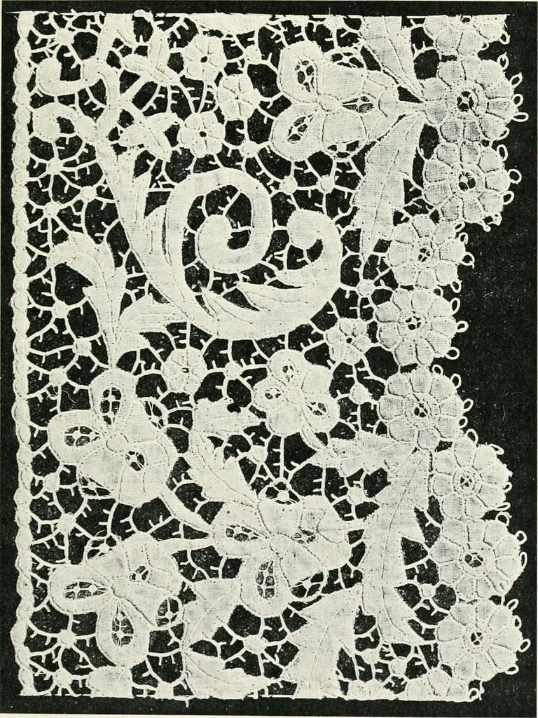 An illustration from Point and pillow lace : a short account of various kinds ancient and modern, and how to recognize them, 1899, leaf 206