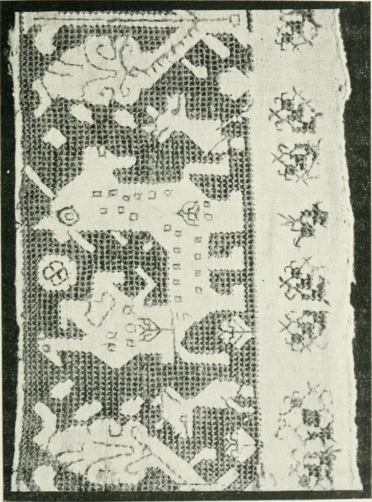 An illustration from Point and pillow lace : a short account of various kinds ancient and modern, and how to recognize them, 1899, leaf 38