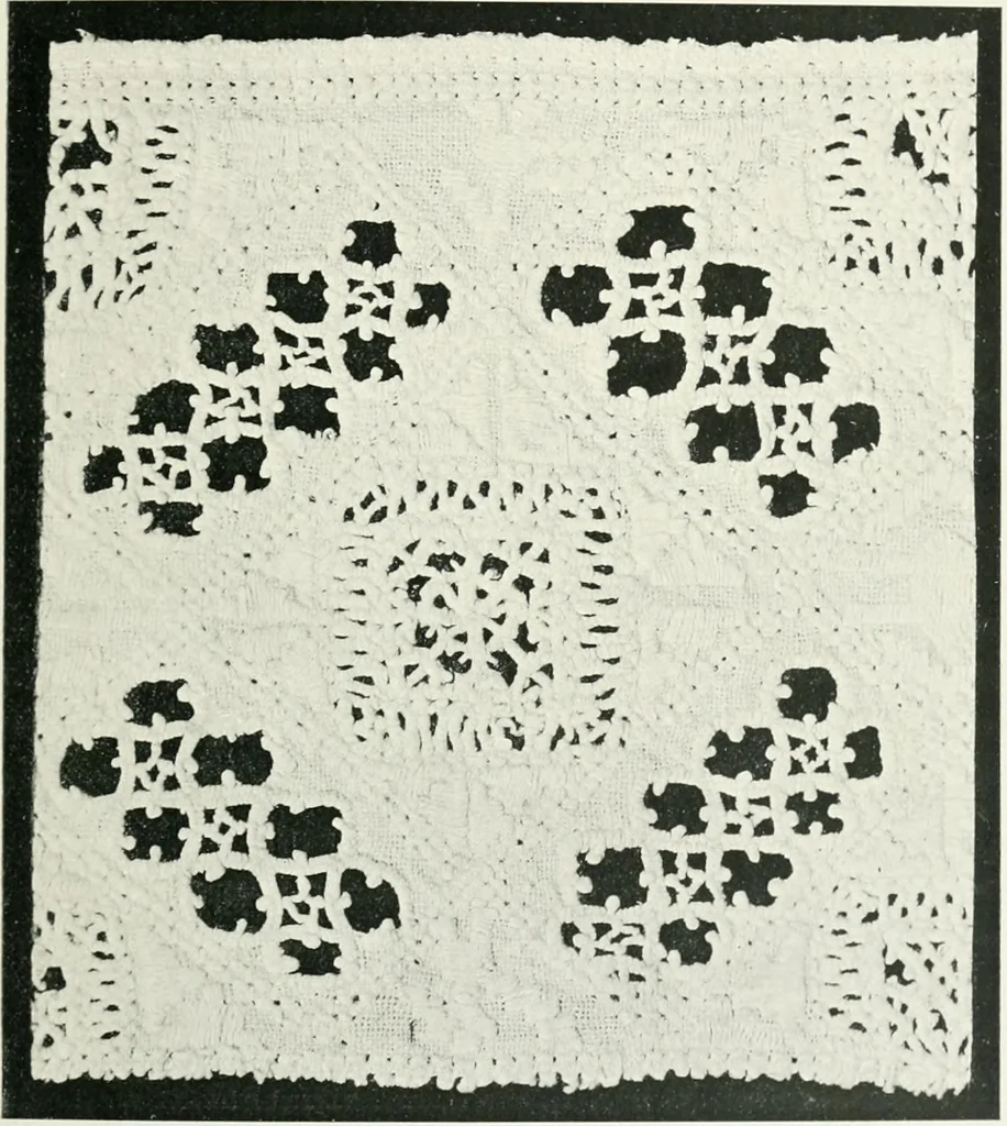 An illustration from Point and pillow lace : a short account of various kinds ancient and modern, and how to recognize them, 1899, leaf 46