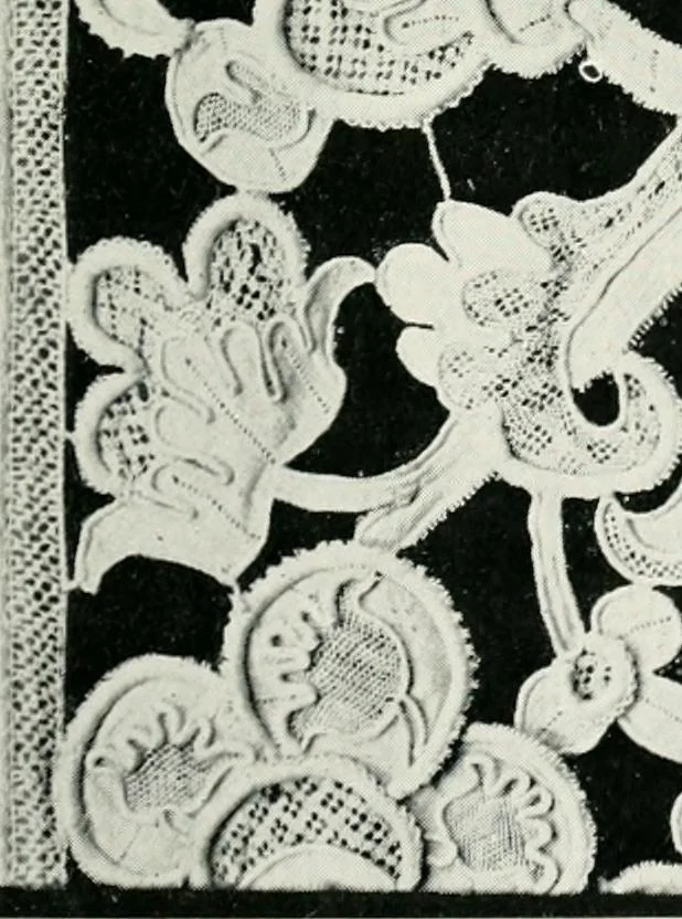 An illustration from Point and pillow lace : a short account of various kinds ancient and modern, and how to recognize them, 1899, leaf 60