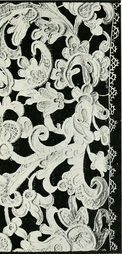 An illustration from Point and pillow lace : a short account of various kinds ancient and modern, and how to recognize them, 1899, leaf 60