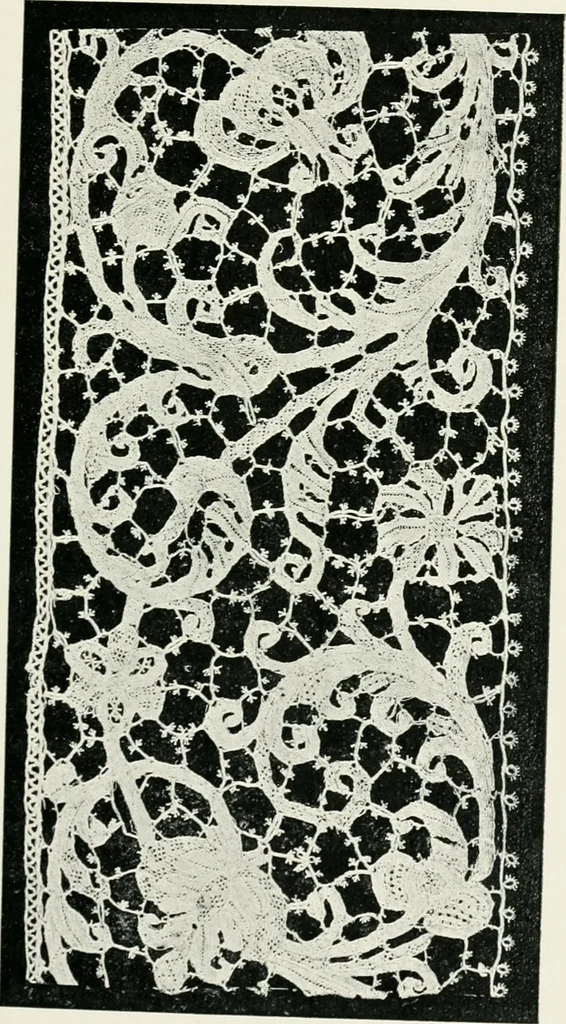 An illustration from Point and pillow lace : a short account of various kinds ancient and modern, and how to recognize them, 1899, leaf 68