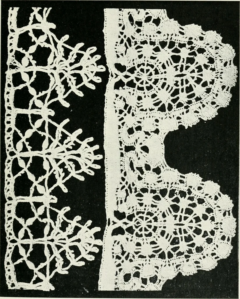 An illustration from Point and pillow lace : a short account of various kinds ancient and modern, and how to recognize them, 1899, leaf 98