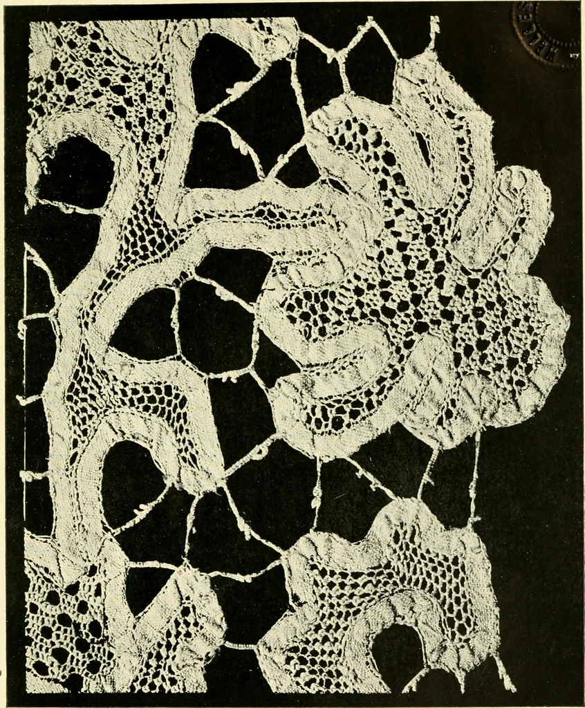 An illustration from Point and pillow lace; a short account of various kinds, ancient and modern, and how to recognise them, 1905, leaf 100