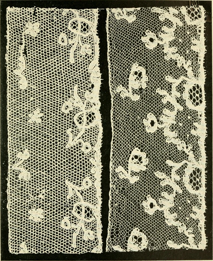 An illustration from Point and pillow lace; a short account of various kinds, ancient and modern, and how to recognise them, 1905, leaf 142