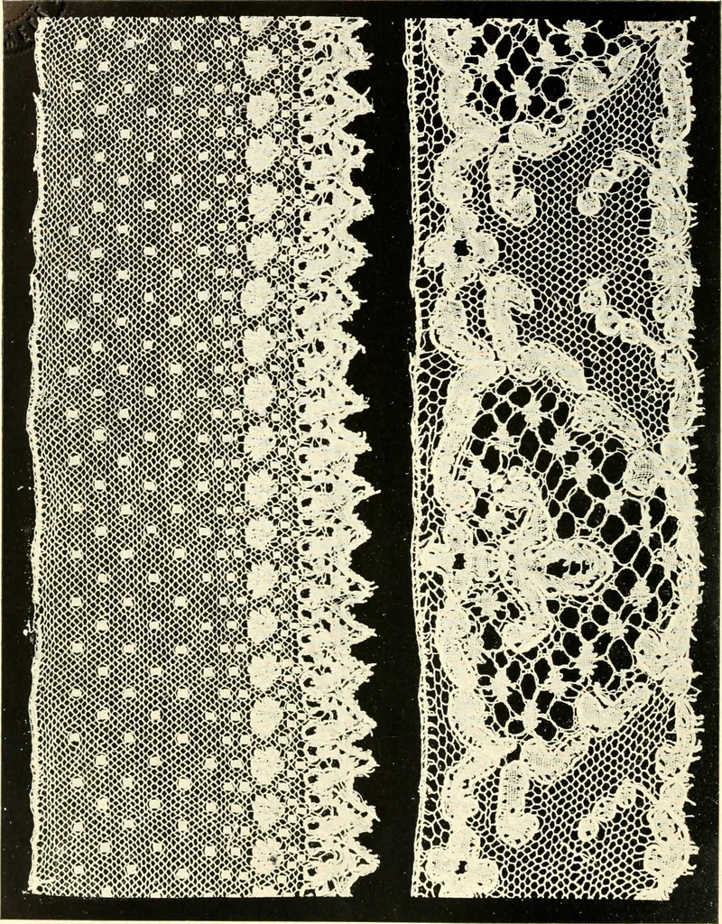 An illustration from Point and pillow lace; a short account of various kinds, ancient and modern, and how to recognise them, 1905, leaf 205