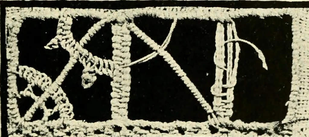 An illustration from Point and pillow lace; a short account of various kinds, ancient and modern, and how to recognise them, 1905, leaf 26
