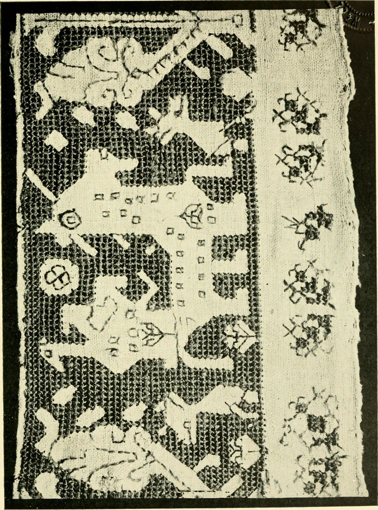 An illustration from Point and pillow lace; a short account of various kinds, ancient and modern, and how to recognise them, 1905, leaf 40