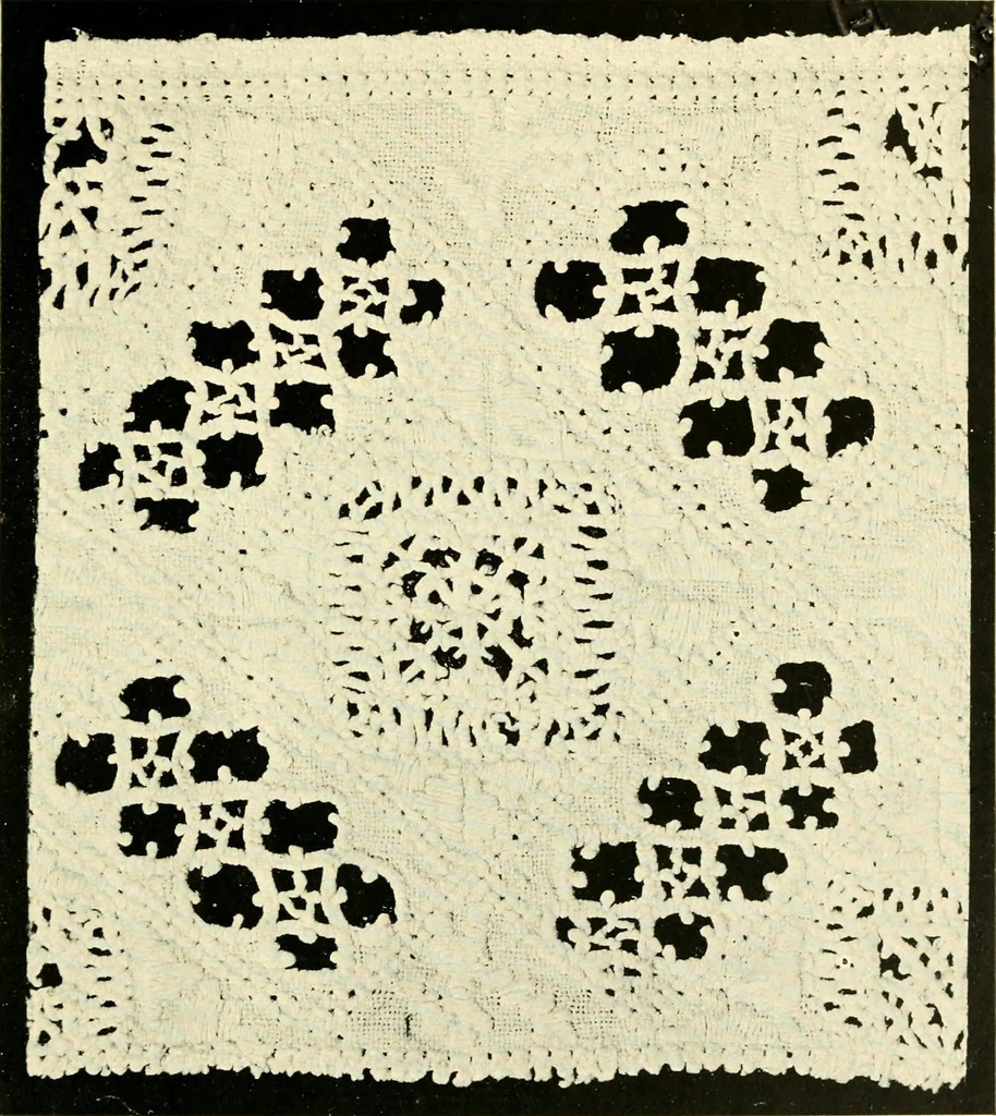 An illustration from Point and pillow lace; a short account of various kinds, ancient and modern, and how to recognise them, 1905, leaf 48