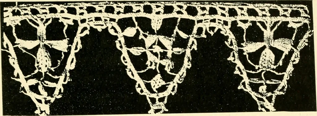 An illustration from Point and pillow lace; a short account of various kinds, ancient and modern, and how to recognise them, 1905, leaf 54