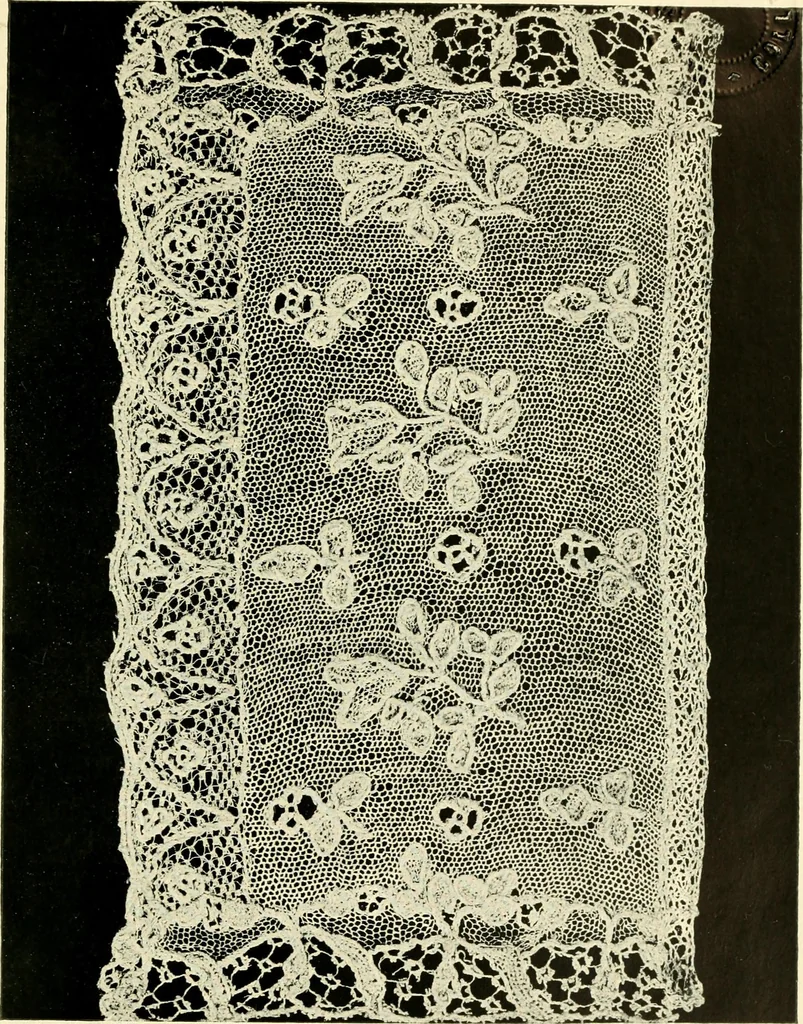 An illustration from Point and pillow lace; a short account of various kinds, ancient and modern, and how to recognise them, 1905, leaf 84