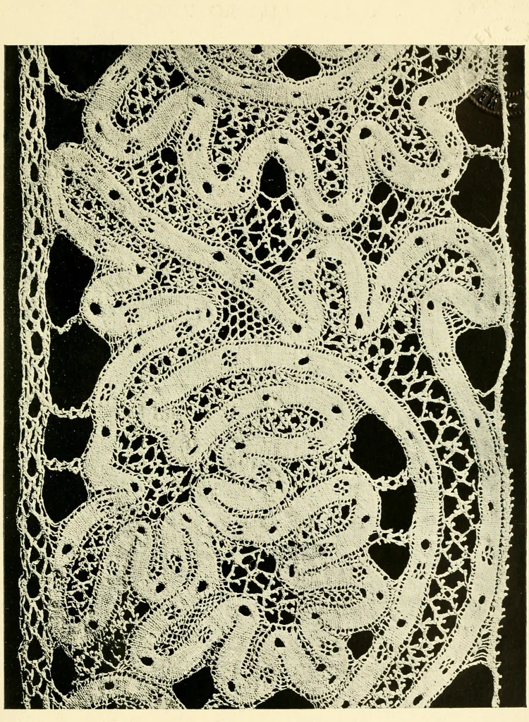 An illustration from Point and pillow lace; a short account of various kinds, ancient and modern, and how to recognise them, 1905, leaf 96