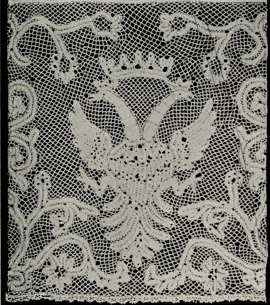 An illustration from Point and pillow lace; a short account of various kinds, ancient and modern, and how to recognise them, 1905, leaf 110
