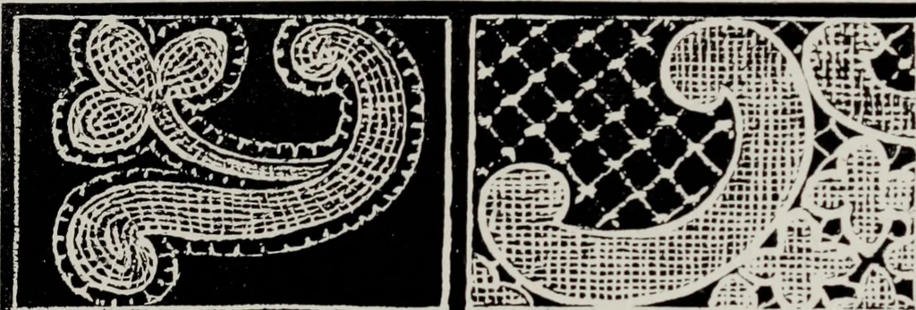 An illustration from Point and pillow lace; a short account of various kinds, ancient and modern, and how to recognise them, 1905, leaf 156