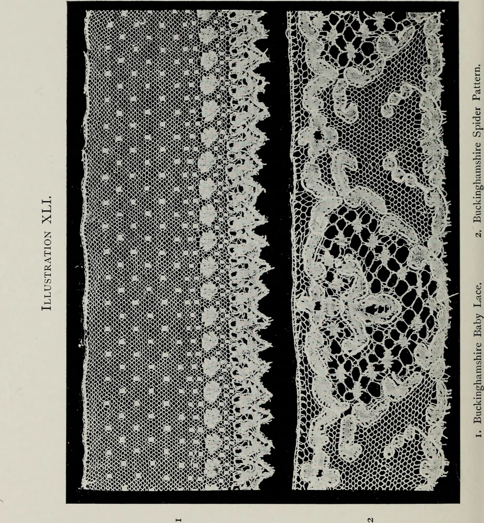 An illustration from Point and pillow lace; a short account of various kinds, ancient and modern, and how to recognise them, 1905, leaf 203